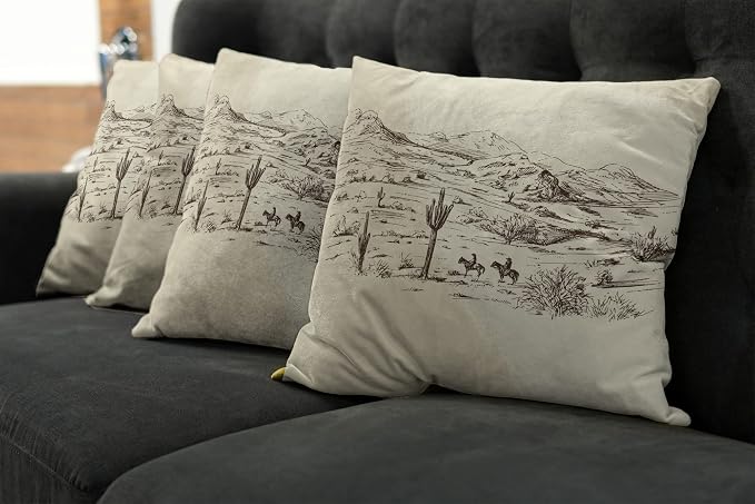 Ambesonne Western Decorative Throw Pillow Case Pack of 4, Wild West Landscape - Image 7