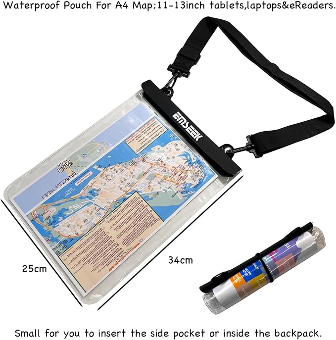 Waterproof Map Case 13 inch Clear Dry Tablet Bag A4 Waterproof Map Pouch Holder - Image 2
