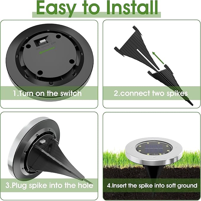 INCX 4.6 inch Solar Lights for Outside, 4 Pack Solar Light Outdoor Waterproof - Image 5