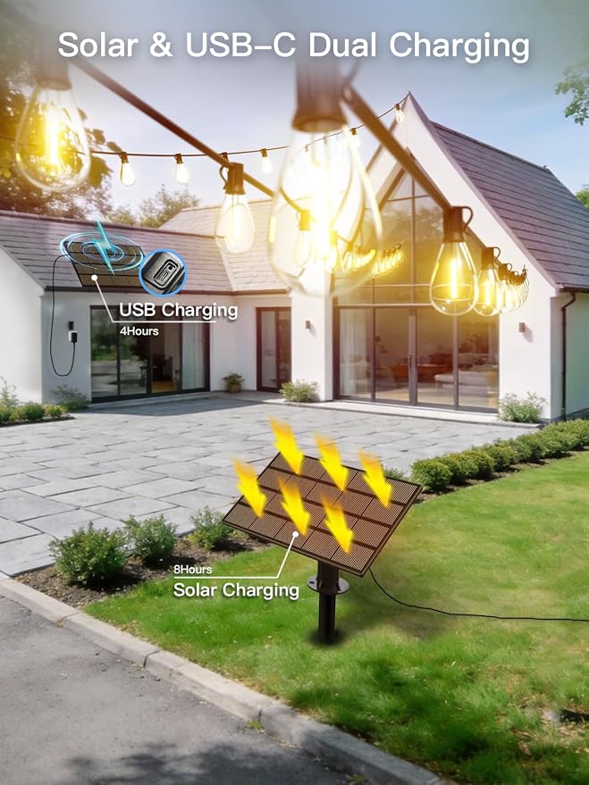 30FT Solar String Lights Outdoor Waterproof, 10+1 LED Solar Powered Lights - Image 5