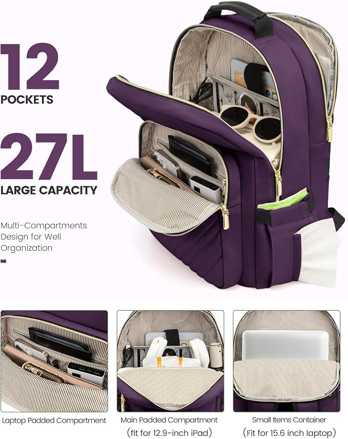 LOVEVOOK Laptop Backpack Purse for Women, Work Travel Computer Bags, College - Image 2