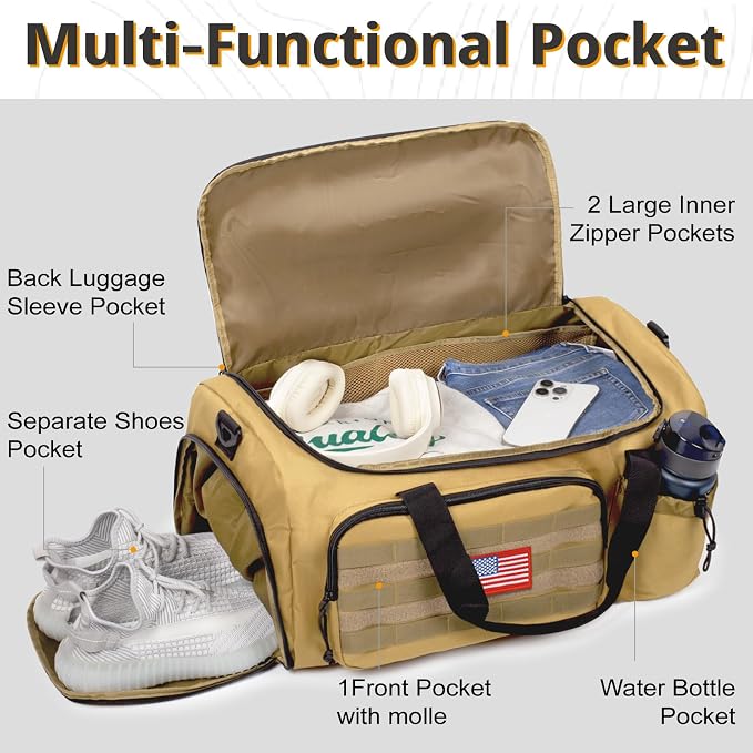 Tactical Gym Bag for Men, 60L Large Capacity Duffle Bags - Image 3