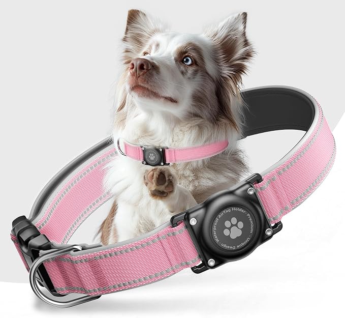 AirTag Dog Collar, IP68 Waterproof Air Tag Dog Collar Holder, Reflective by FURRIGO