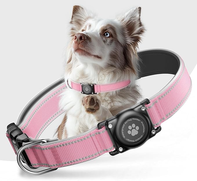 AirTag Dog Collar, IP68 Waterproof Air Tag Dog Collar Holder, Reflective by FURRIGO