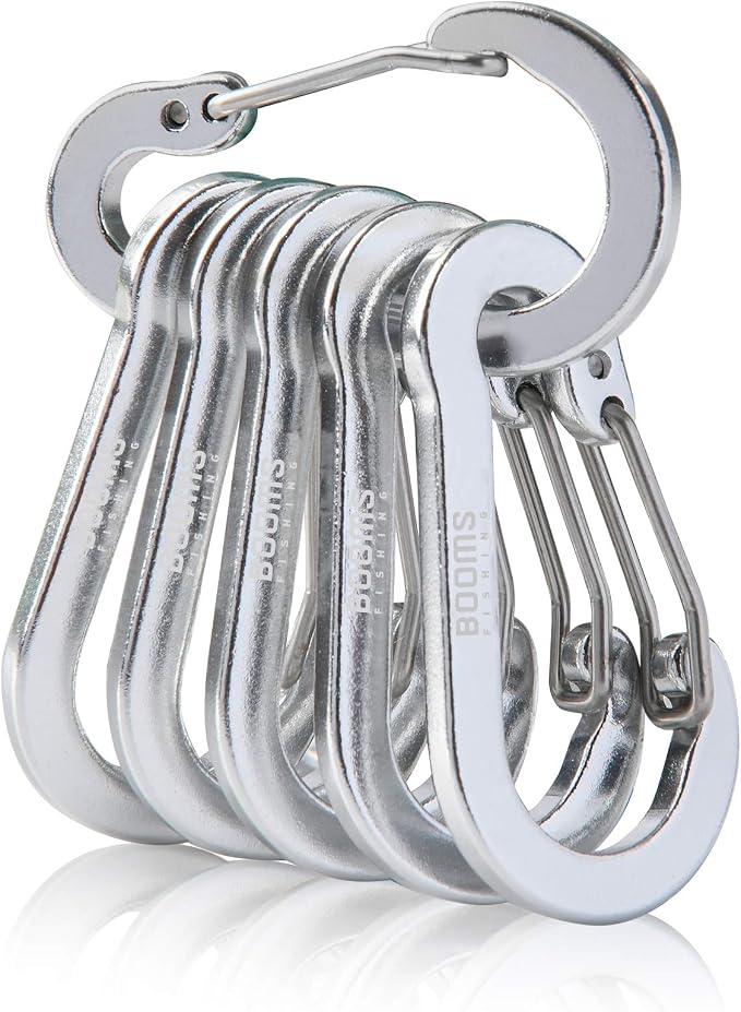 Booms Fishing CC1 Multi-Use Carabiner Clip, 6 Pack Small Caribeener Clips by BoomsFishing