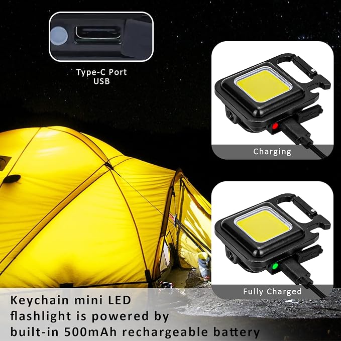MAKDAK COB Rechargeable Keychain Flashlight 4Pack, High Lumen Super Bright LED - Image 6