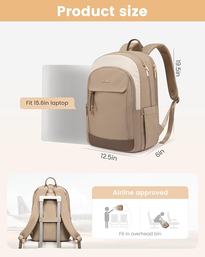 LOVEVOOK Laptop Backpack for Women, 15.6 inch Waterproof College Backpack Woman - Image 3