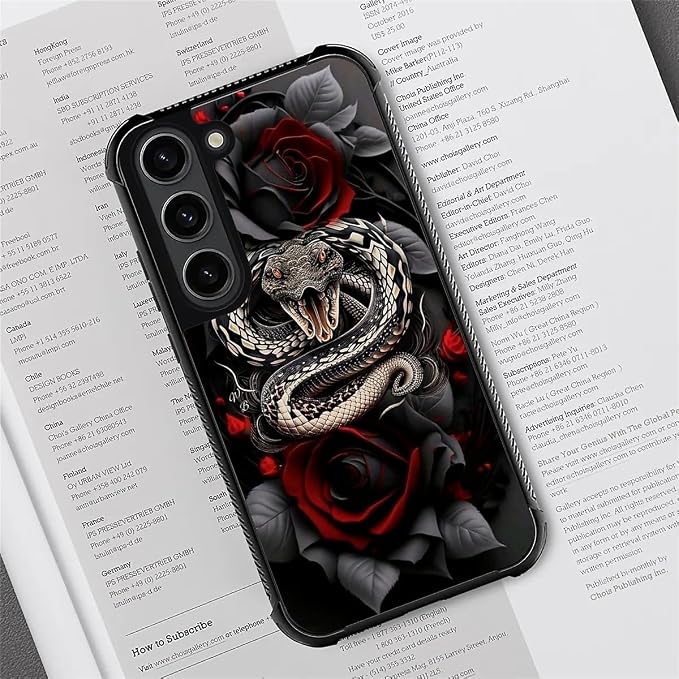 for Samsung Galaxy S23 Case, Entwined Rose Snake Pattern Graphic Design Girl - Image 2