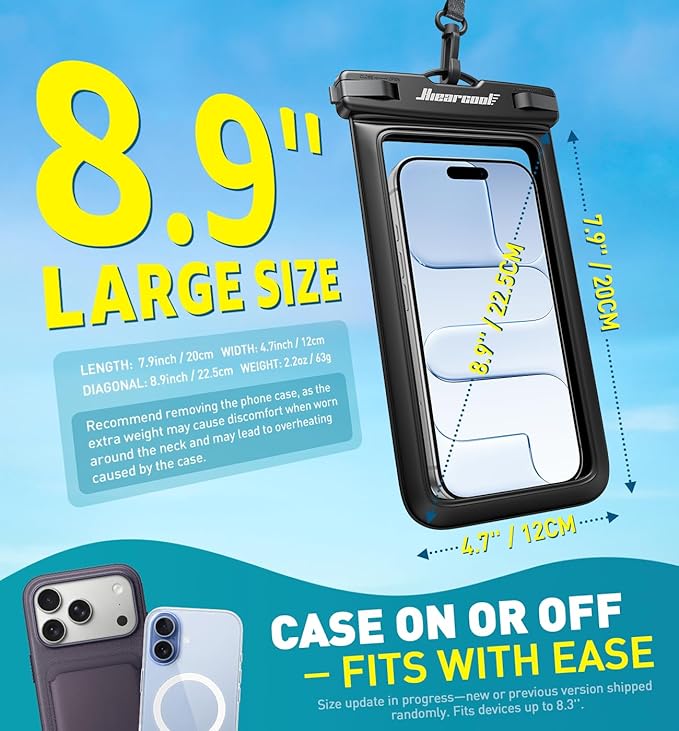 Hiearcool Universal Waterproof Case, Waterproof Phone Pouch Compatible - Image 3