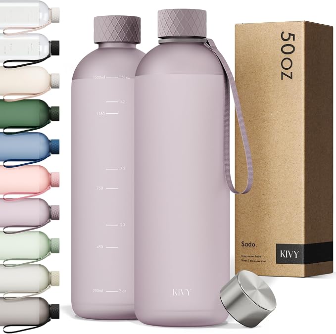KIVY Large Water Bottle 50oz Fits Backpack & Cupholder by KIVY