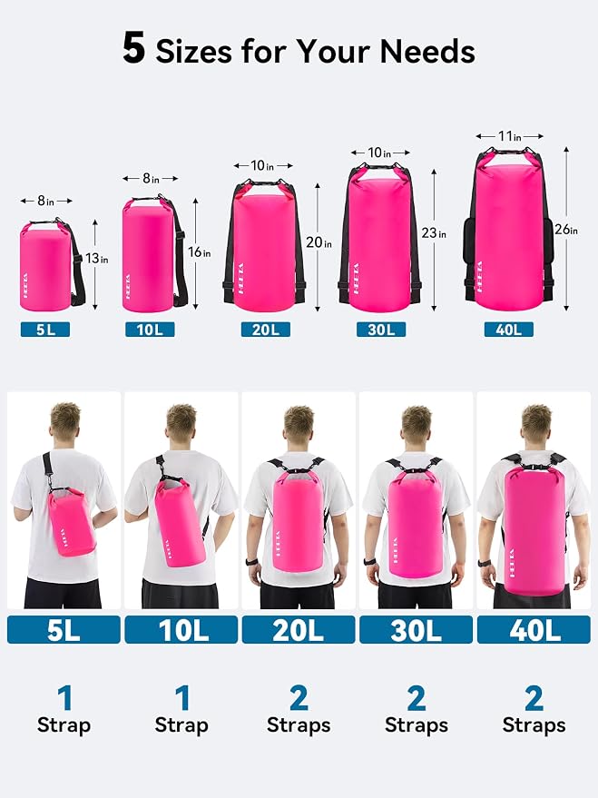 HEETA Waterproof Dry Bag for Women Men, 5L/10L/20L/30L/40L Roll Top Lightweight - Image 2