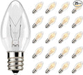 25 Pack C7 Clear Replacement Bulbs, C7 Outdoor Candle Light Bulbs, Night Candle by Konictom