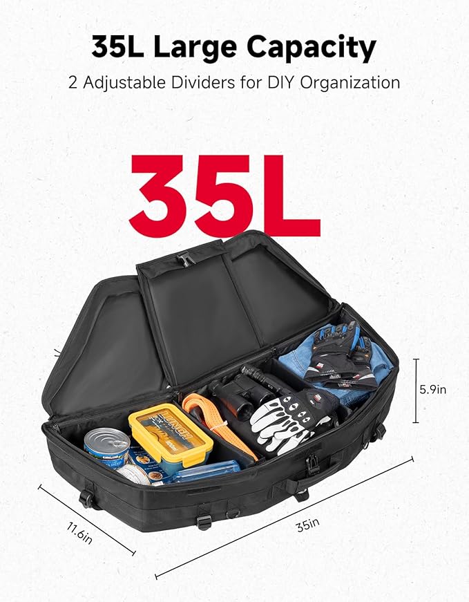 KEMIMOTO Portable ATV Front Rear Rack Bag UTV Cargo Bed Storage, Flat Gear Box - Image 4