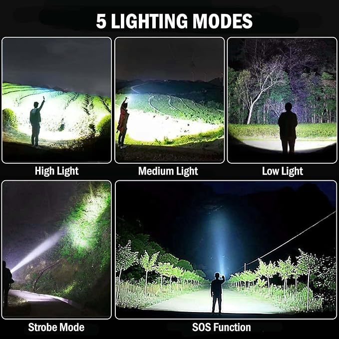 Lylting Led Flashlights High Lumens Rechargeable 2 Pack, 99000 Lumen Super - Image 4