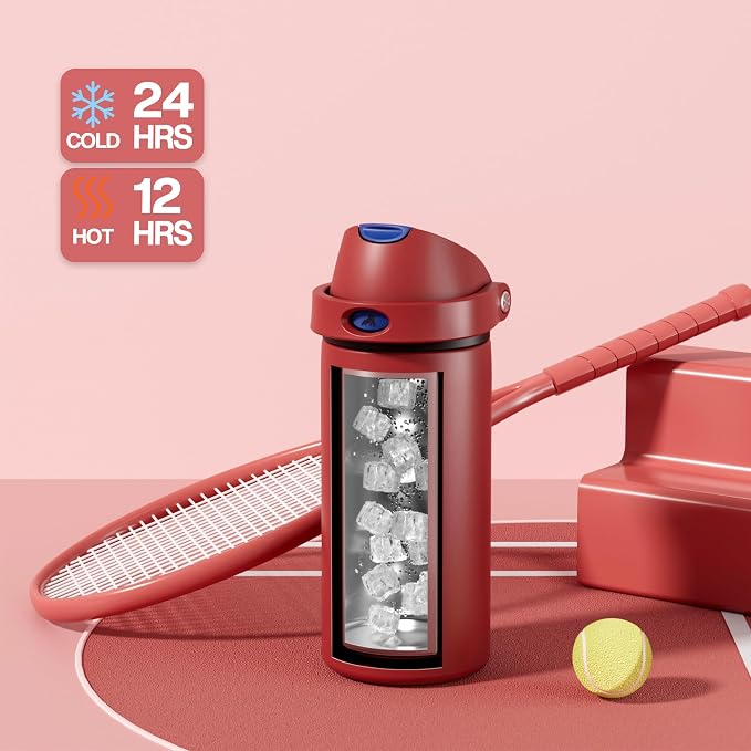POWCAN 18 oz Steel Water Bottle: 2-in-1 Push-Button Spout & Flip Straw - Image 3