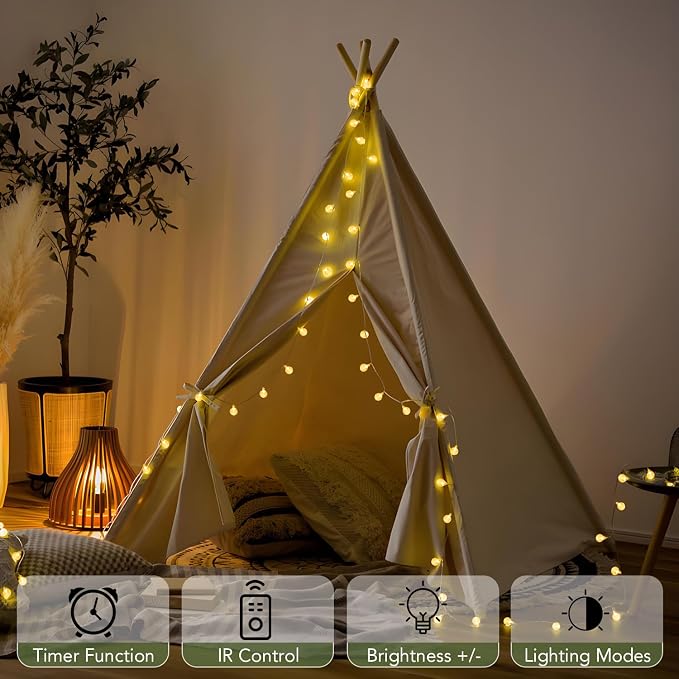 Metaku Globe String Lights Fairy Lights Battery Operated 16.4ft 50LED String - Image 3