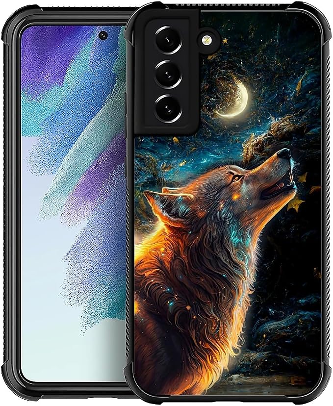 for Samsung Galaxy S22 Case, Star Cave Hungry Wolf Pattern Graphic Design Girl by FKBRCL4U