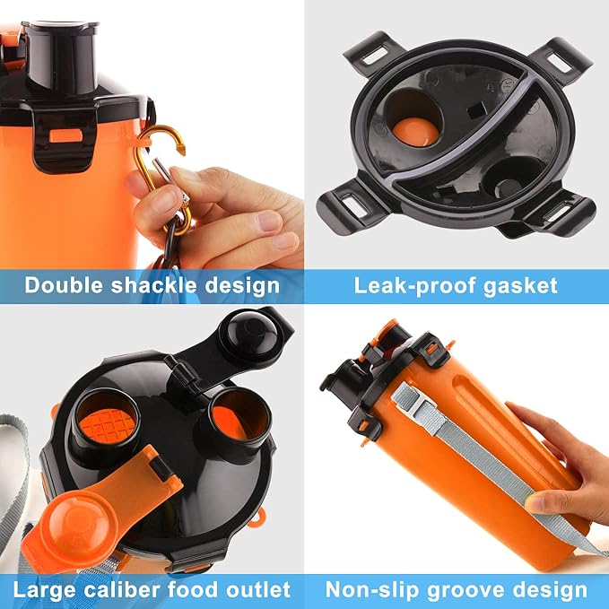 Dog Travel Water Bottle Collapsible Bowls, 2 in 1 Pet Food Container - Image 6