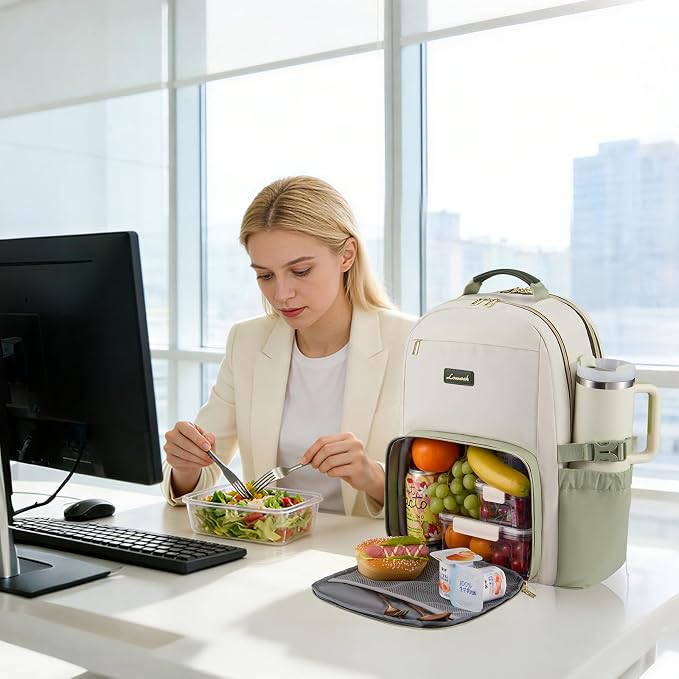 LOVEVOOK Lunch Backpack with Lunch Compartment, 17 Inch Laptop Work Travel - Image 2