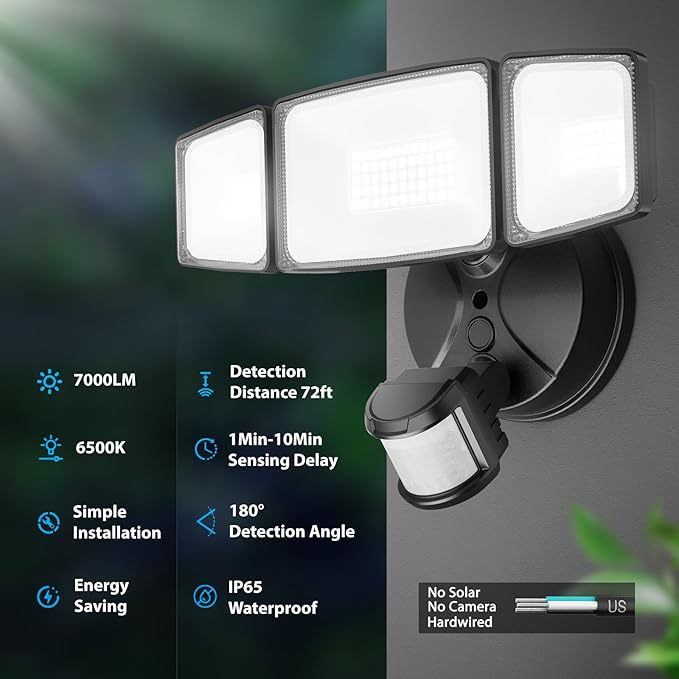 Onforu 3 Pack 75W Motion Sensor Outdoor Lights, 7000lm Dusk to Dawn Flood Light - Image 3