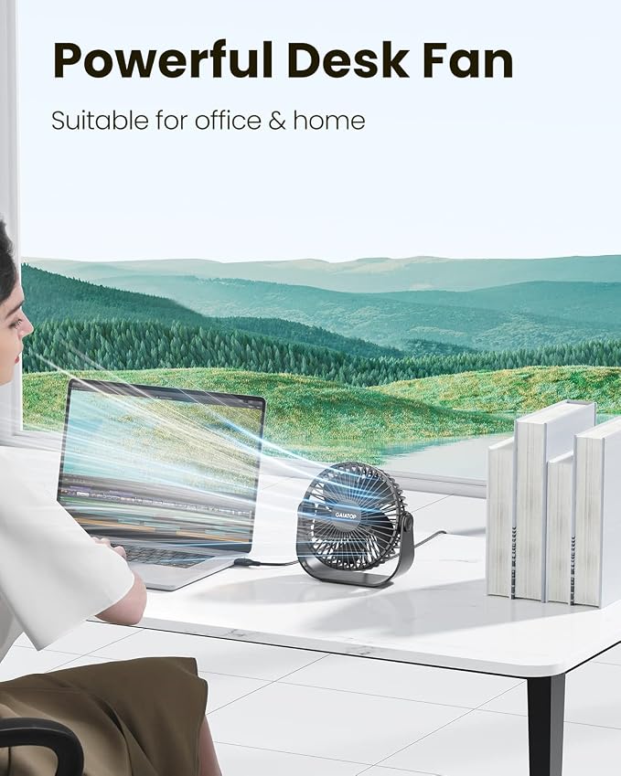 Gaiatop USB Desk Fan, 3 Speeds Strong Airflow, 5.5 Inch Portable 90° Rotate - Image 2