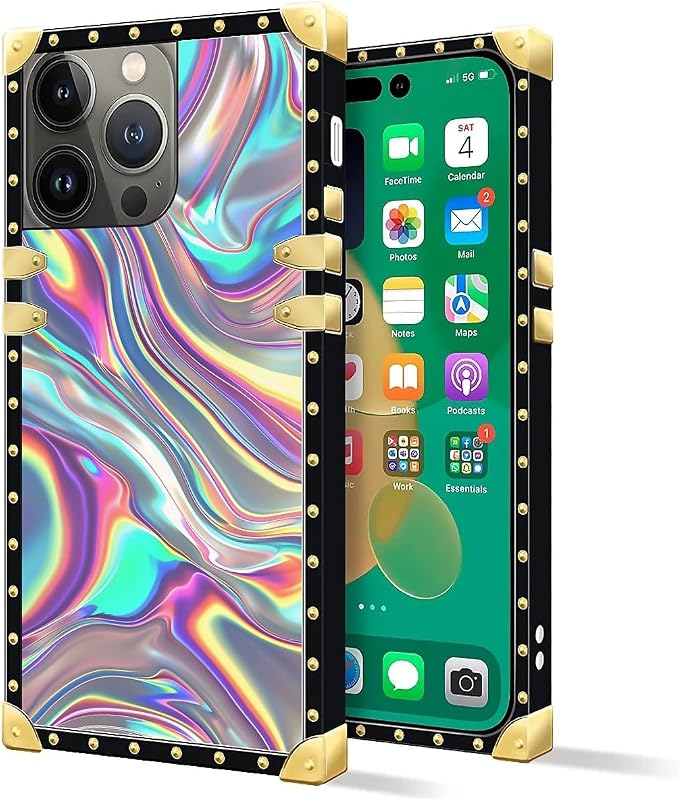 Compatible with iPhone 14 Pro Case, Holographic Abstract Iridescent Textures - Image 2