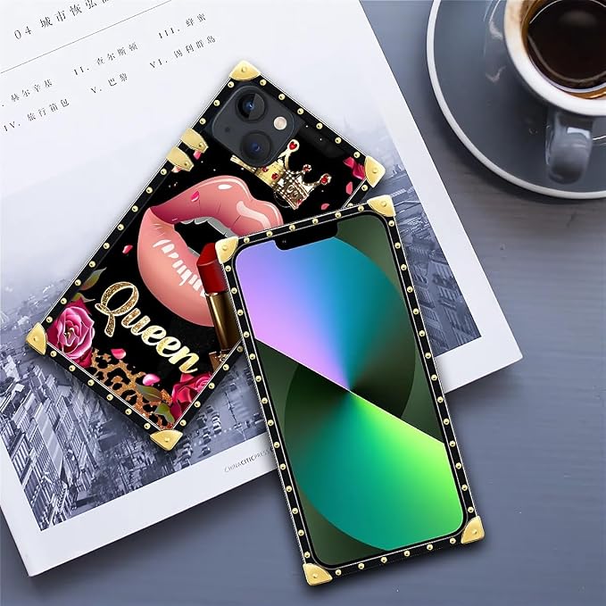 Compatible with iPhone 13 Case, Glitter Red Rose Queen Leopard Lipstick Luxury - Image 6