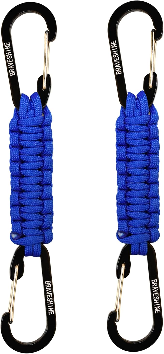 BRAVESHINE Paracord Keychain Carabiner Clip, D Ring Lanyard Hanger Stroller Hook by BRAVESHINE