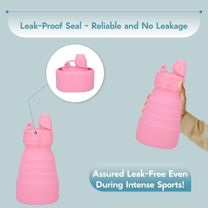 Collapsible Water Bottles 17oz, Odorless BPA-Free Silicone, Leak-Proof Foldable - Image 4