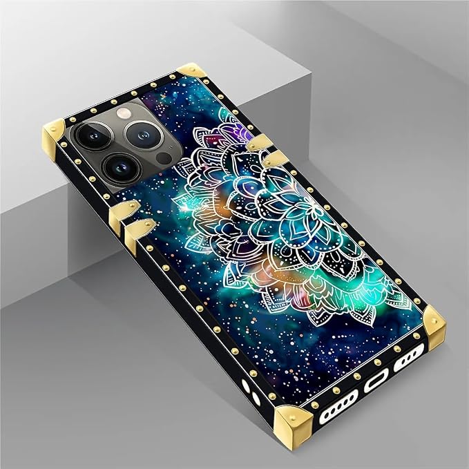 Compatible with iPhone 14 Pro Case, Starry Sky Colourful Mandala Luxury Golden - Image 5