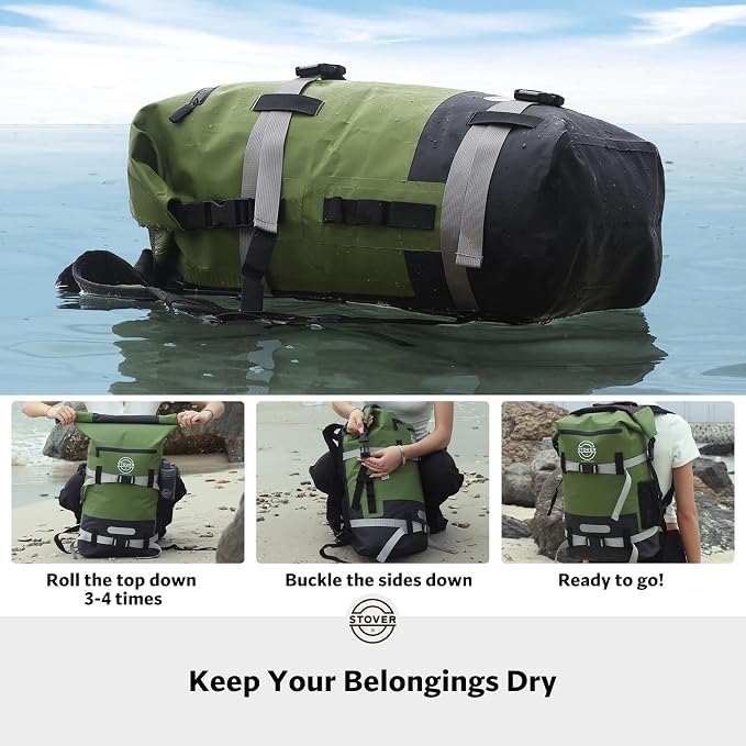 STOVER 5/10/25/30/40/55L Waterproof Dry Bag- Roll-Top Backpack w/Phone Case- - Image 4