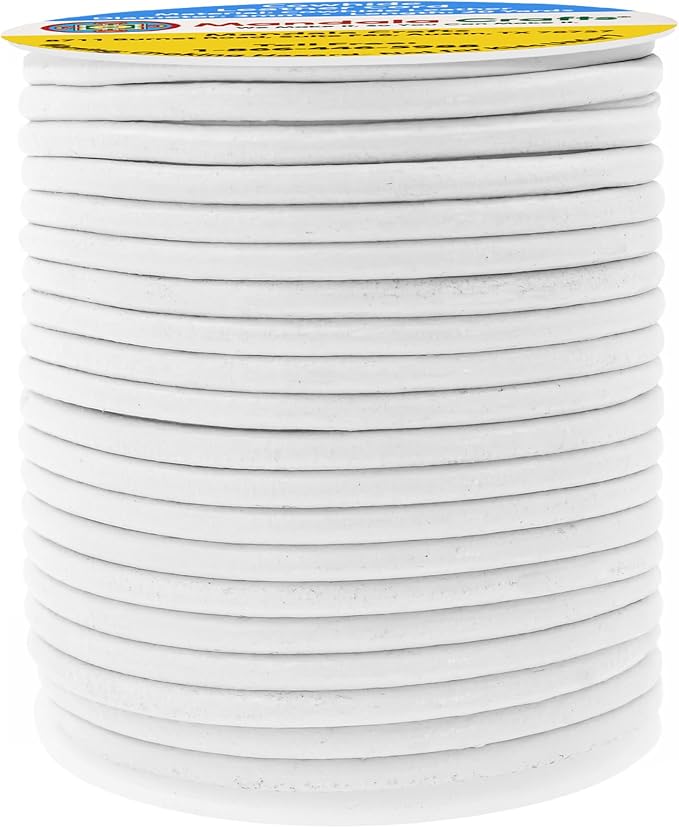 Mandala Crafts Round Cowhide Genuine White Leather Cord - Image 2