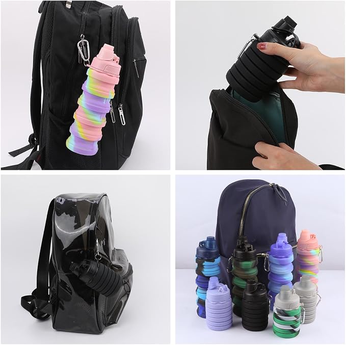 Collapsible Water Bottles for Kids, Reusable BPA Free Silicone Foldable Sports - Image 6
