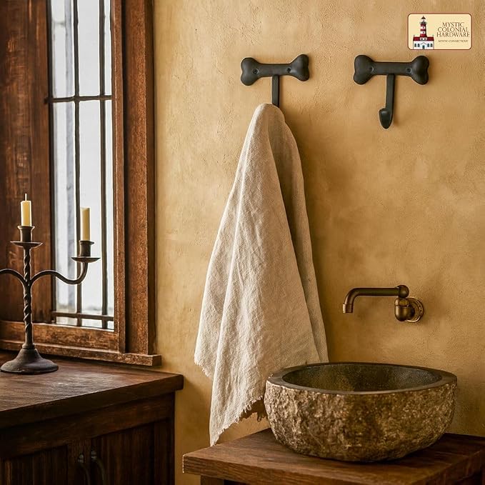 Mystic Colonial Medieval Cast Iron Bone-Shaped Wall Hook | Rustic Gothic - Image 4