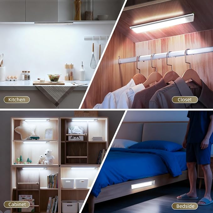 4 Pack Under Cabinet Lighting, Rechargeable Motion Sensor Light Indoor - Image 8