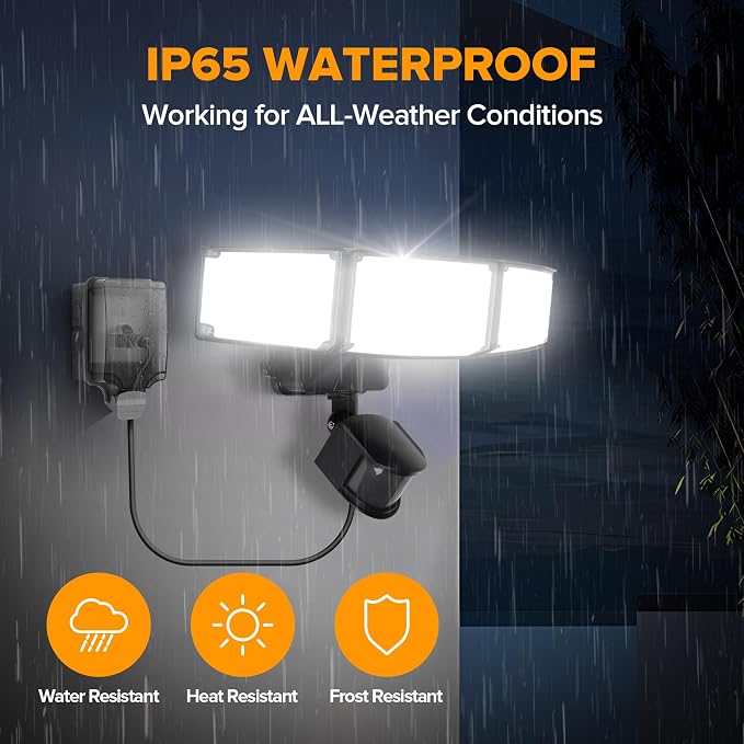 LUTEC 2 Pack 50W Motion Sensor Outdoor Lights, 5500 LM Plug in Flood Light - Image 5