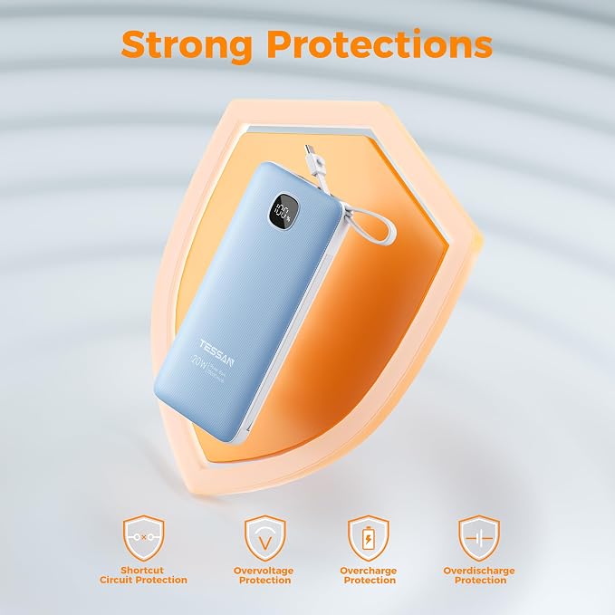 TESSAN Portable Charger with Built in Cables, 10000mAh Power Bank Fast Charging - Image 3