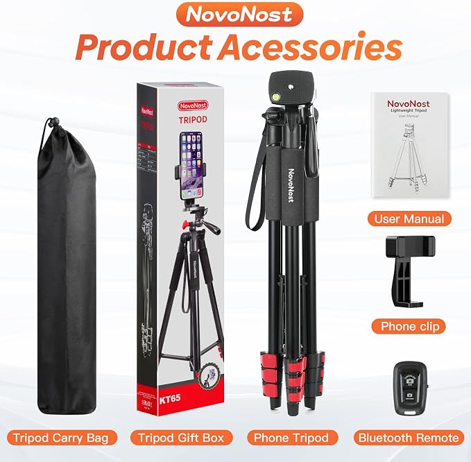 65" Phone Tripod Stand, Tripod for iPhone & Camera - Image 7