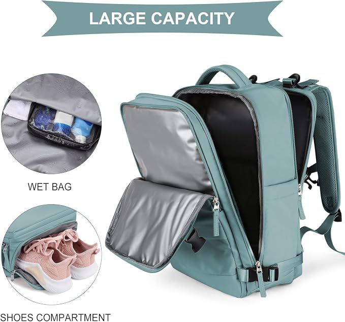 coowoz Large Travel Backpack For Women Men, Carry On Rucksack Flight Approved - Image 5