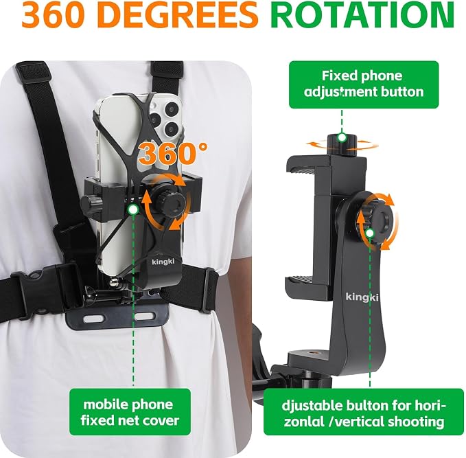 KINGKI Mobile Phone Chest Strap Harness Mount Head Strap Holder Kit - Image 4
