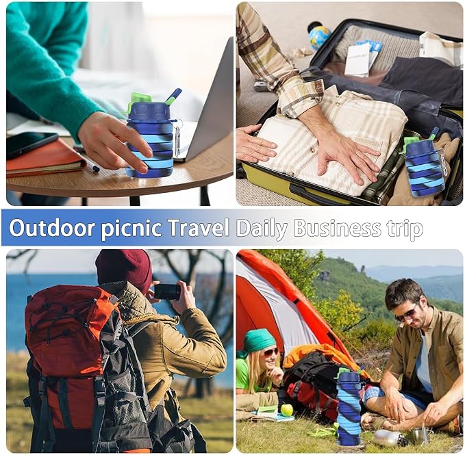 Silicone Collapsible Water Bottles, 16oz 500ml Portable Foldable Expandable - Image 6