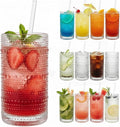 12-Piece Hobnail Drinking Glasses Set, 12 oz Large Vintage Highball Glassware by Khen