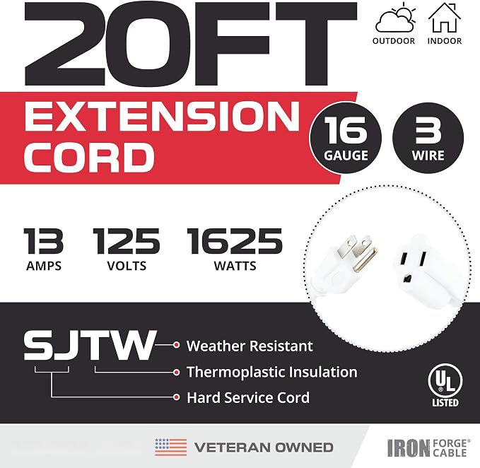 Iron Forge Cable 2 Pack Weatherproof 20 Ft Outdoor Extension Cord - Image 2