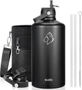 BUZIO 1 Gallon Water Jug with Straw Handle Lid, 128oz Water Bottle Stainless by BUZIO