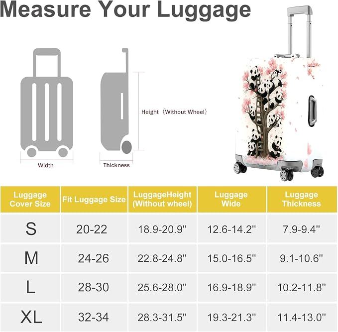 ANNA QUEEN Panda Luggage Cover, Cute Panda Tree Suitcase Protector, Stretchable - Image 4