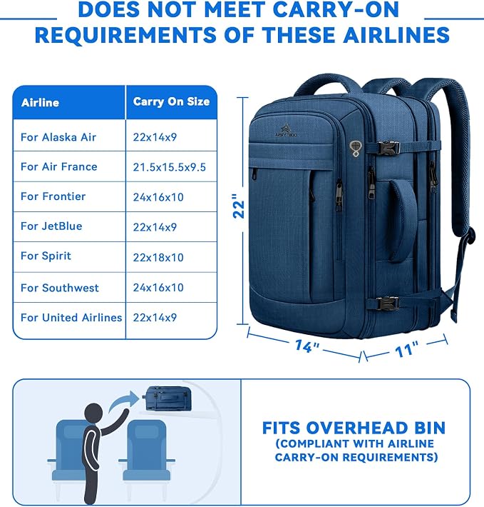 AREYTECO 60L Big Capacity Carry On Laptop Backpack Large Travel Backpack - Image 2