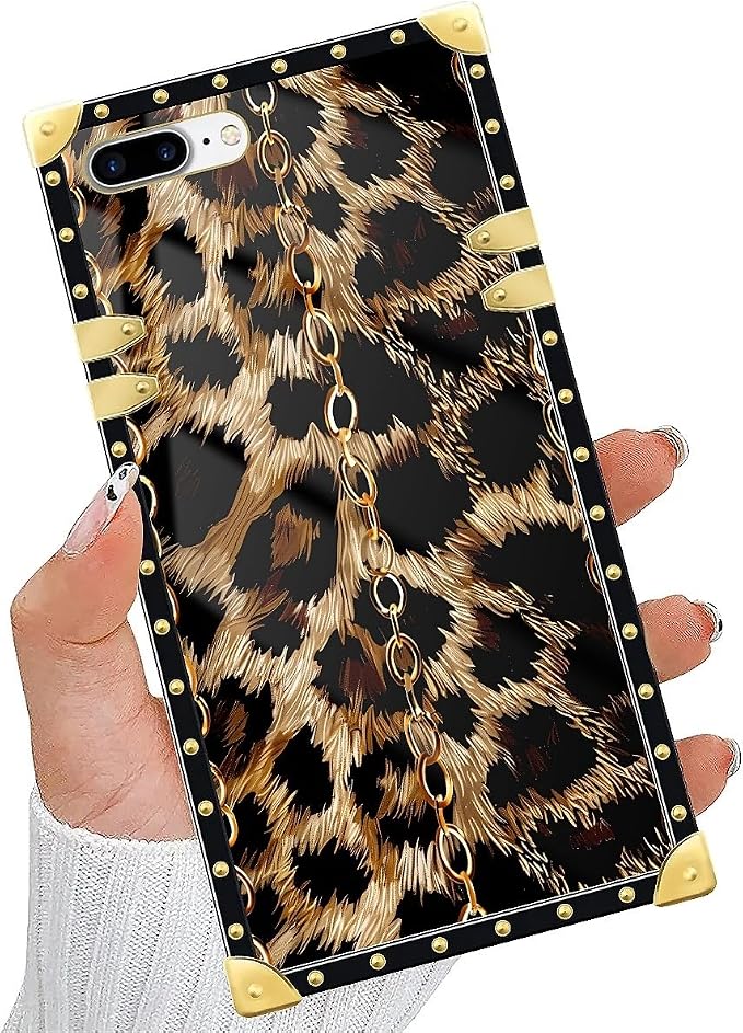 Compatible with iPhone 8 Plus 7 Plus Case, Seamless Gold Chain Leopard Luxury - Image 5