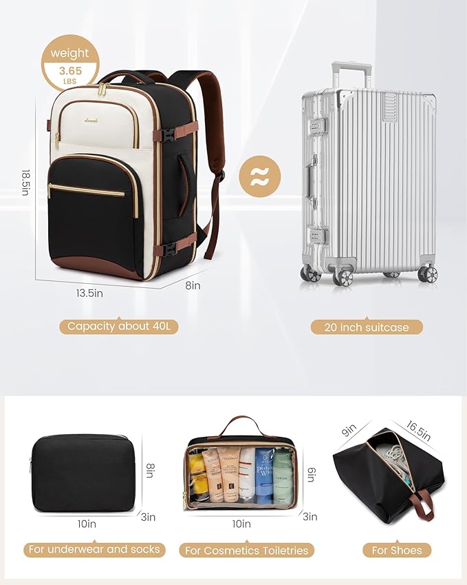 LOVEVOOK Travel Backpack for Women, 40L Airline Approved Carry On Backpack - Image 3
