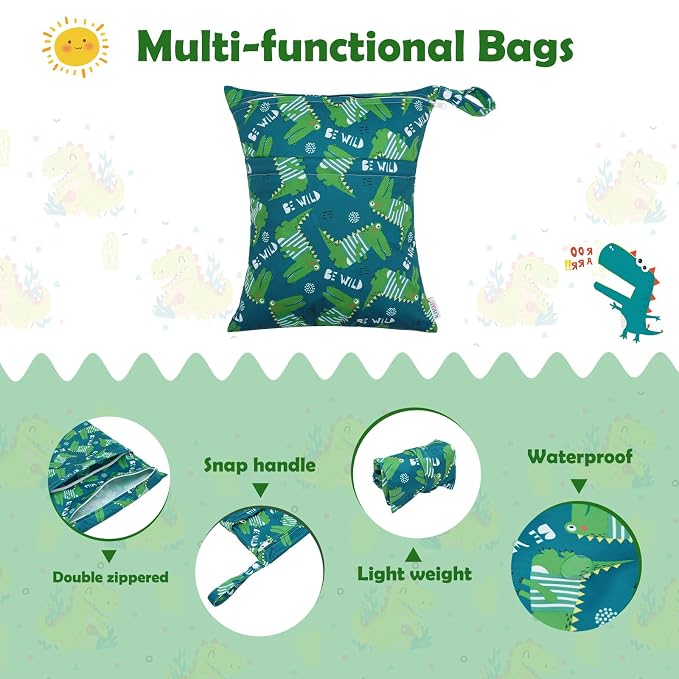 ALVABABY 3pcs Cloth Diaper Wet Dry Bags Waterproof Reusable - Image 3