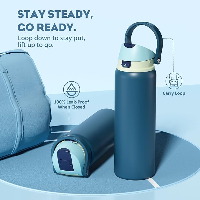 POWCAN 32 oz Insulated Water Bottle: 2-in-1 Lid - Image 4